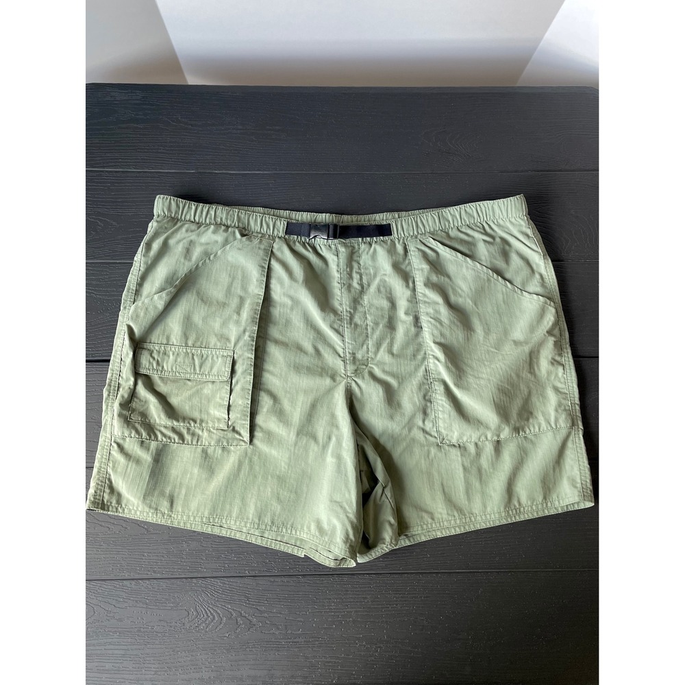 Lands End Cargo Shorts Men Sz XL Sage Ripstop Outrigger Lined Swim Trunks Belted